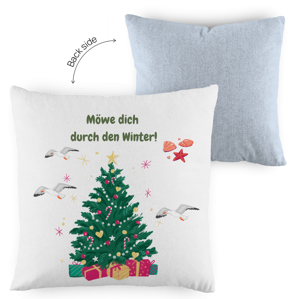 Möwe dich durch den Winter - Kopfkissen zweifarbig