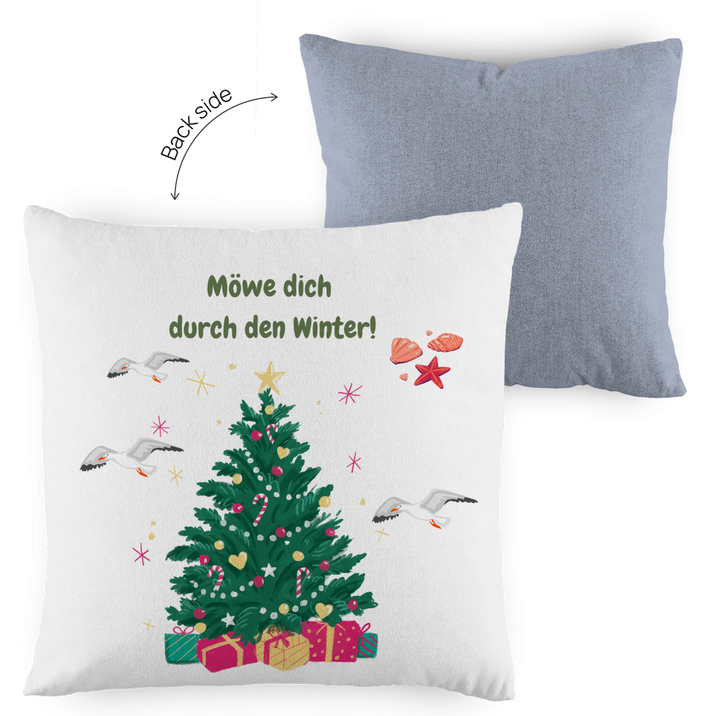 Möwe dich durch den Winter - Kopfkissen zweifarbig